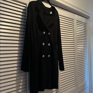 Venus Black Double-Breasted Blazer with Lace Accents.